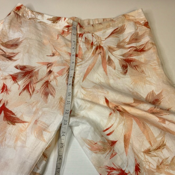 Chico’s Peach Tropical Floral Linen Pants Size 14 - Picture 9 of 10